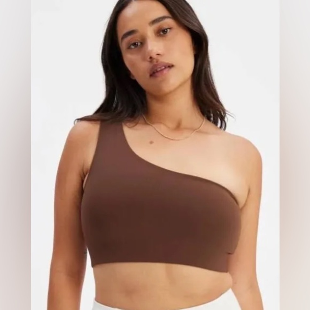 Girlfriend Collective Bianca One Shoulder Sports Bra, M